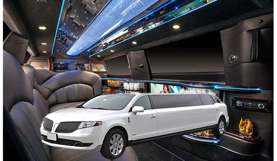 White Stretch Limo Chicago Wedding